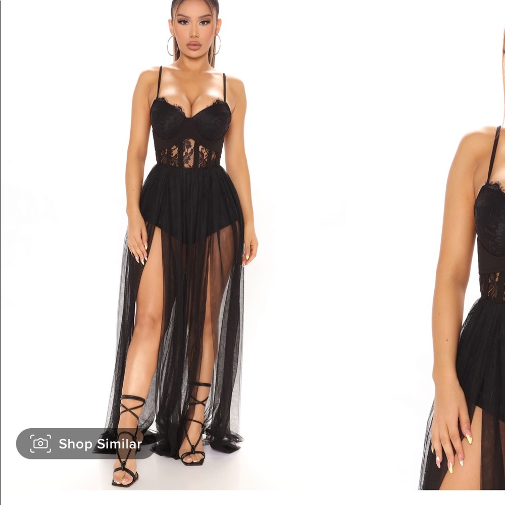 Fashion Nova BLACK Maxi Dress LARGE wore once for birthday photoshoot